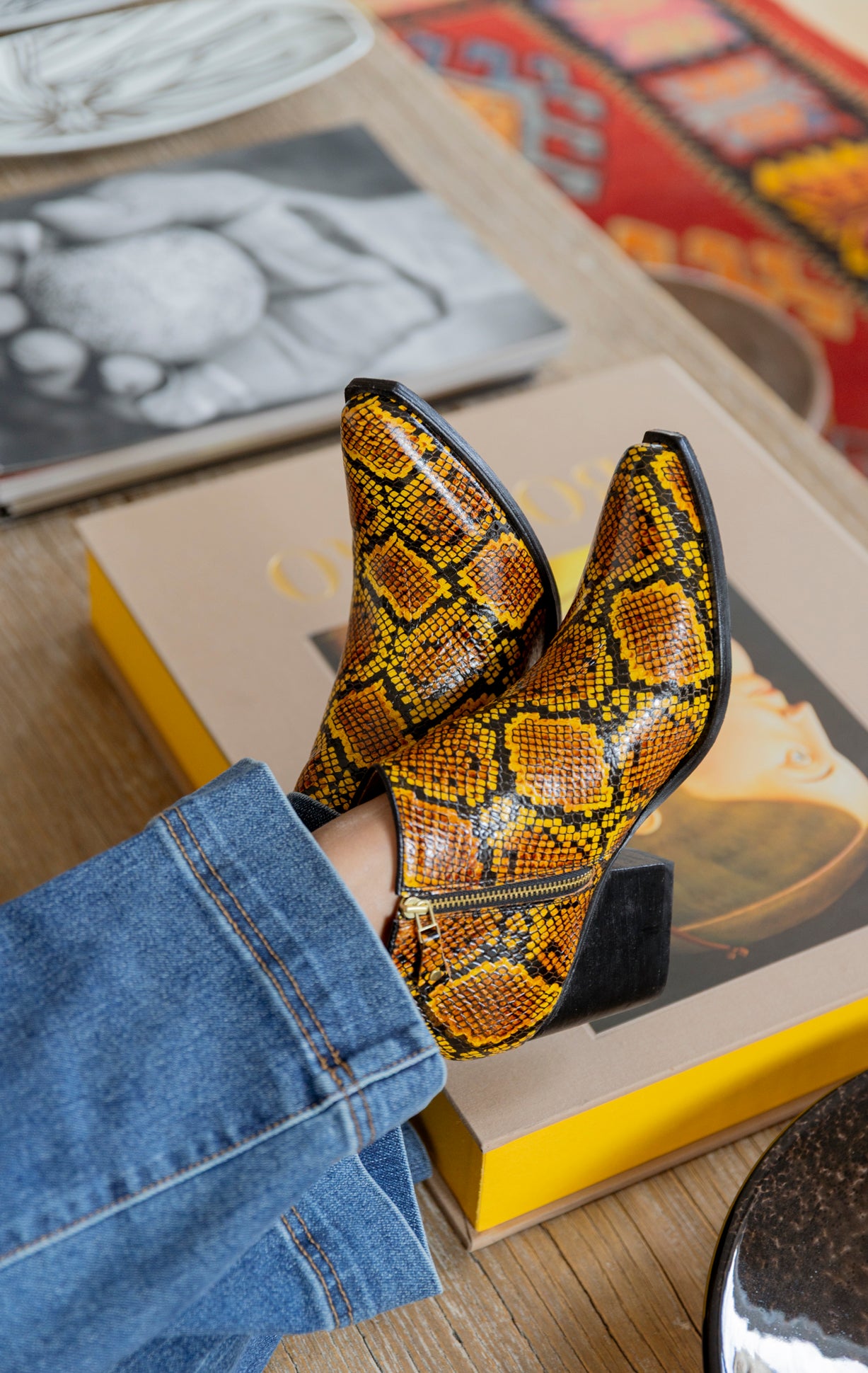 BOTINES PITON AMARILLO