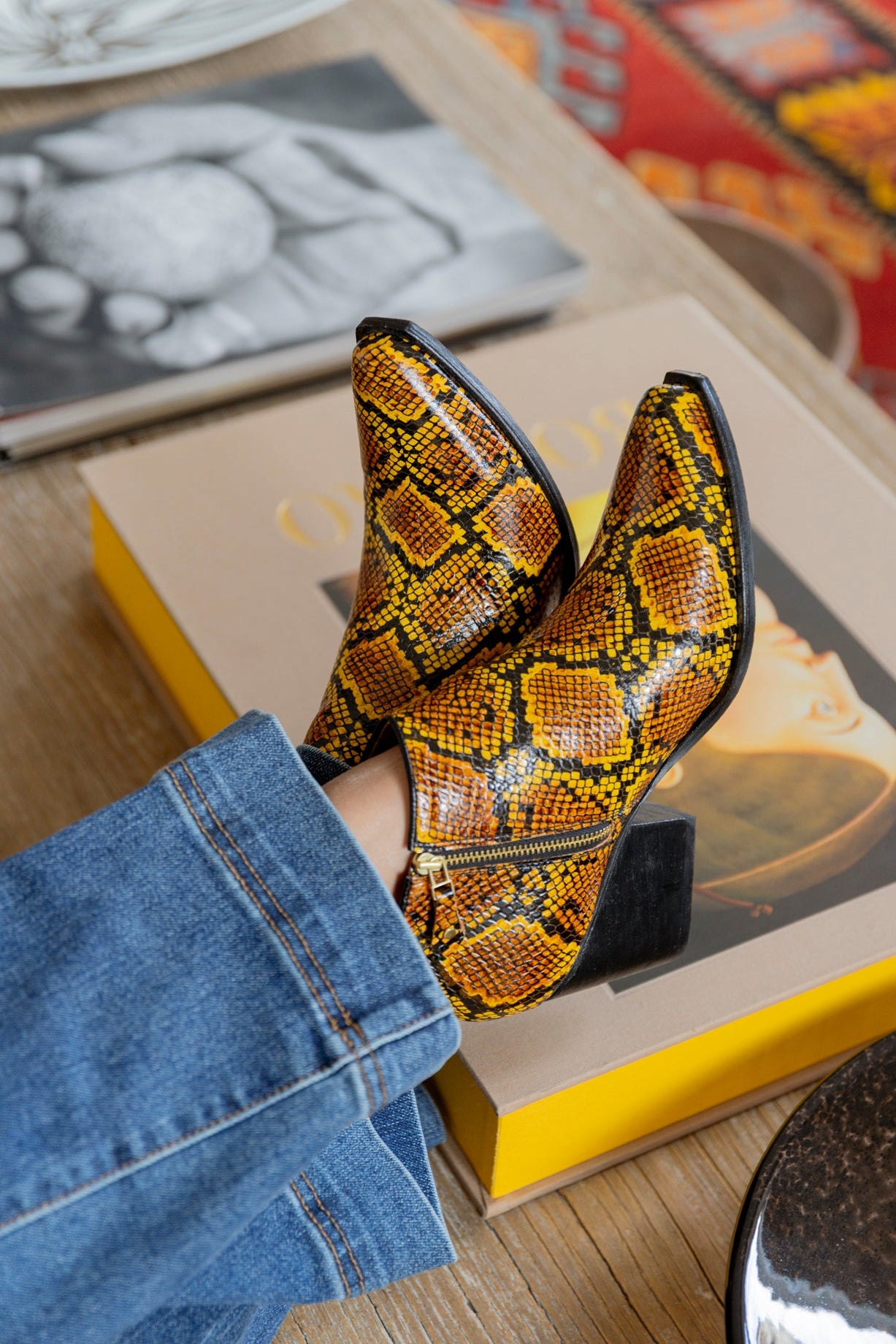 BOTINES PITON AMARILLO