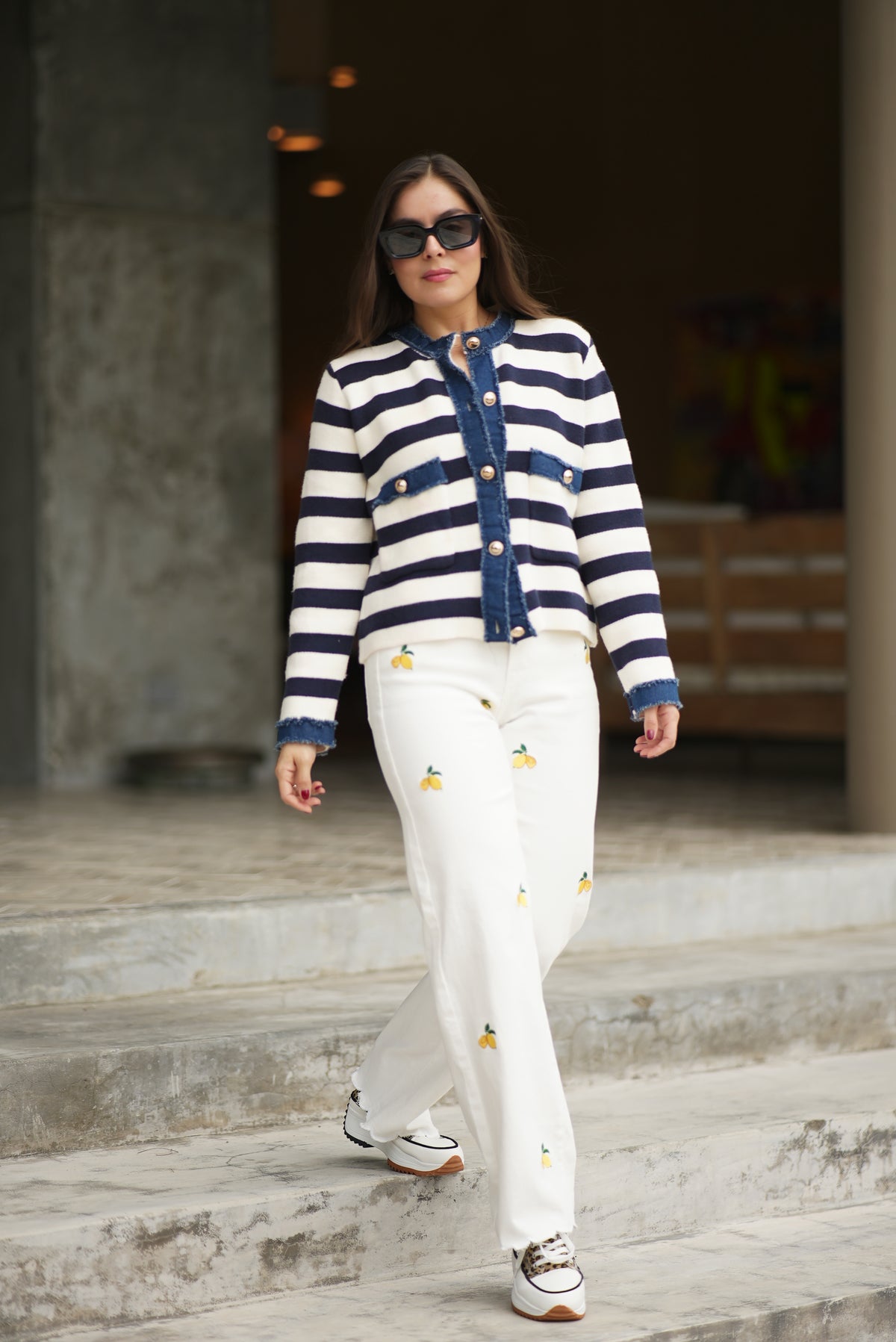 CARDIGAN RAYAS AZUL