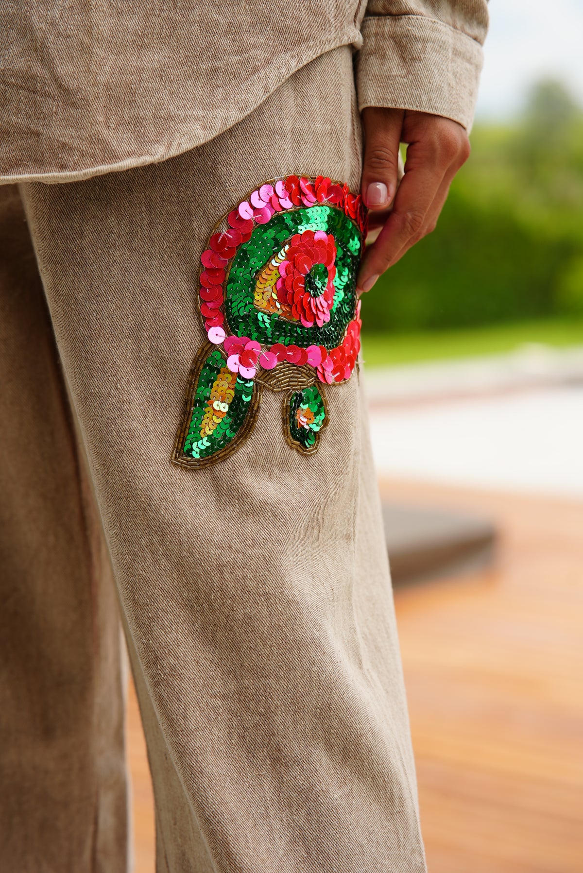 PATALON DENIM FLEUR