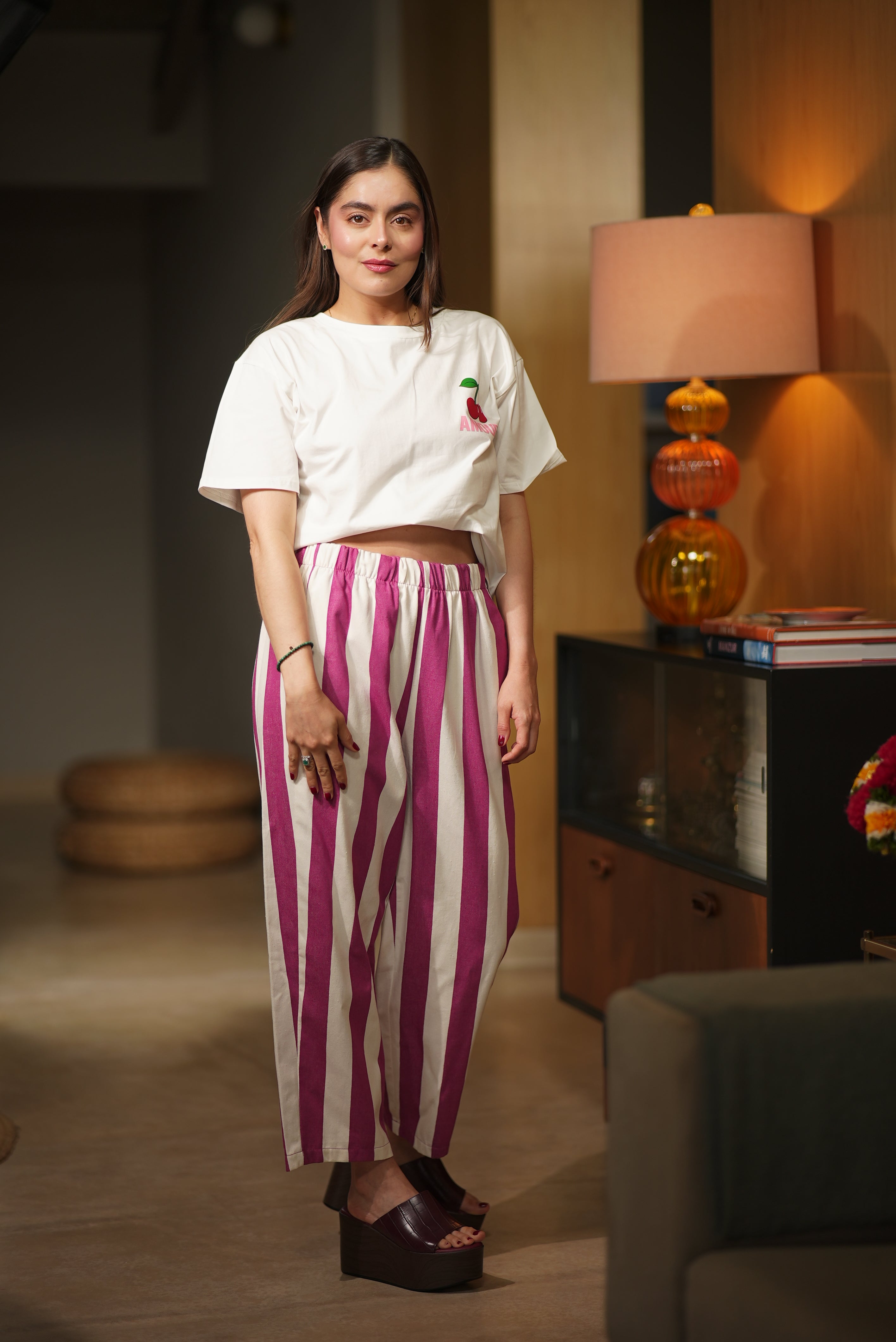 PANTALON RAYAS MAGENTA