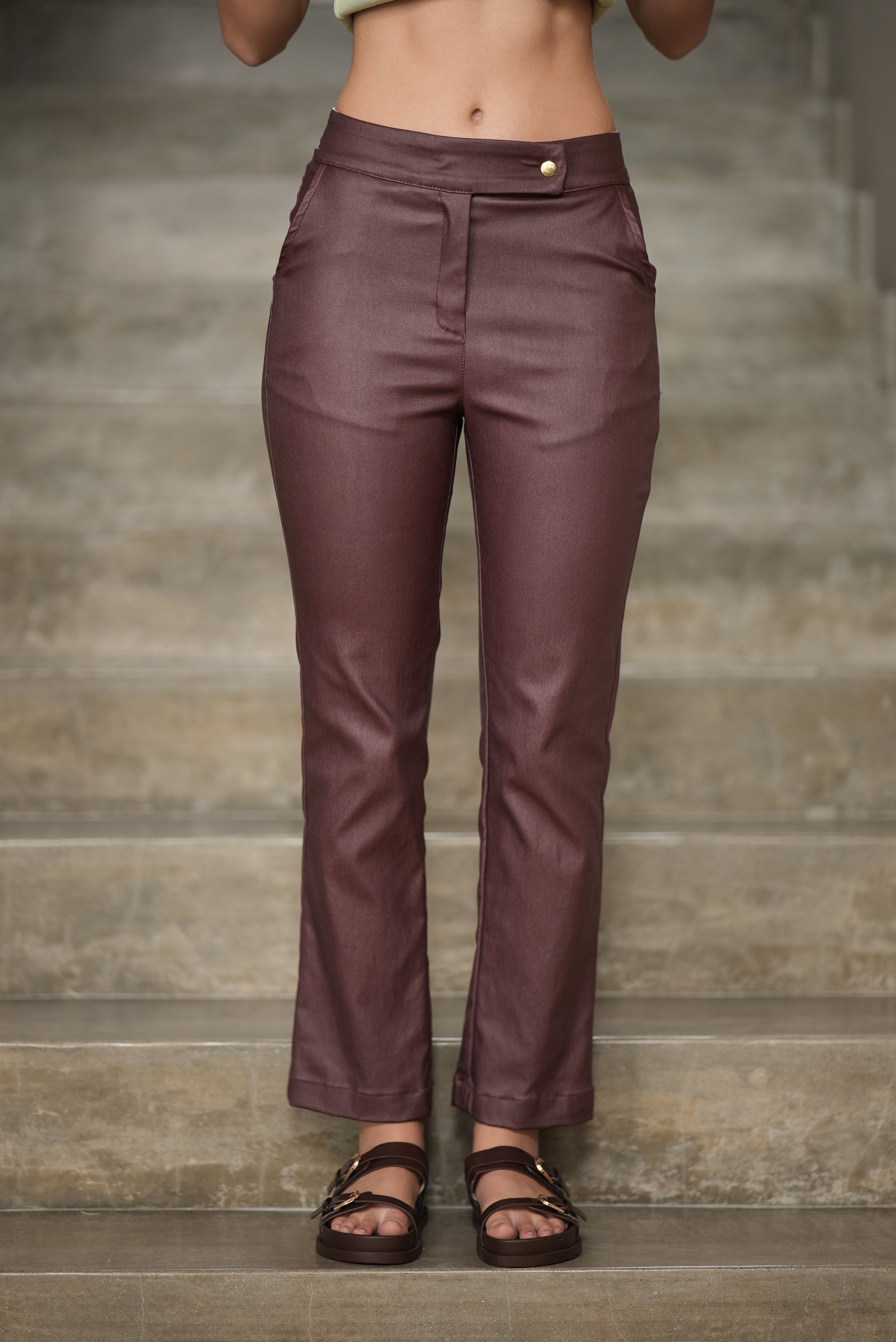 PANTALON METALIZADO VINO