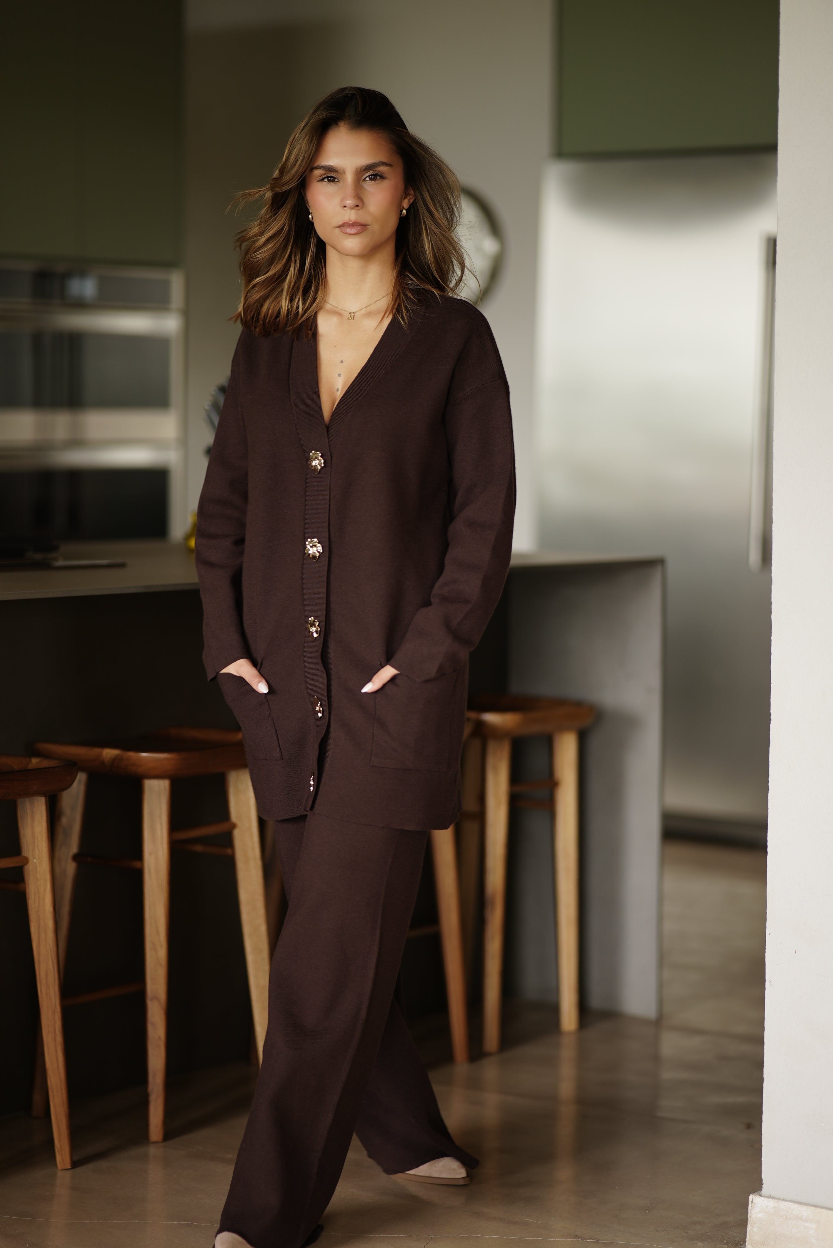 CONJUNTO PUNTO MARRON-VINO