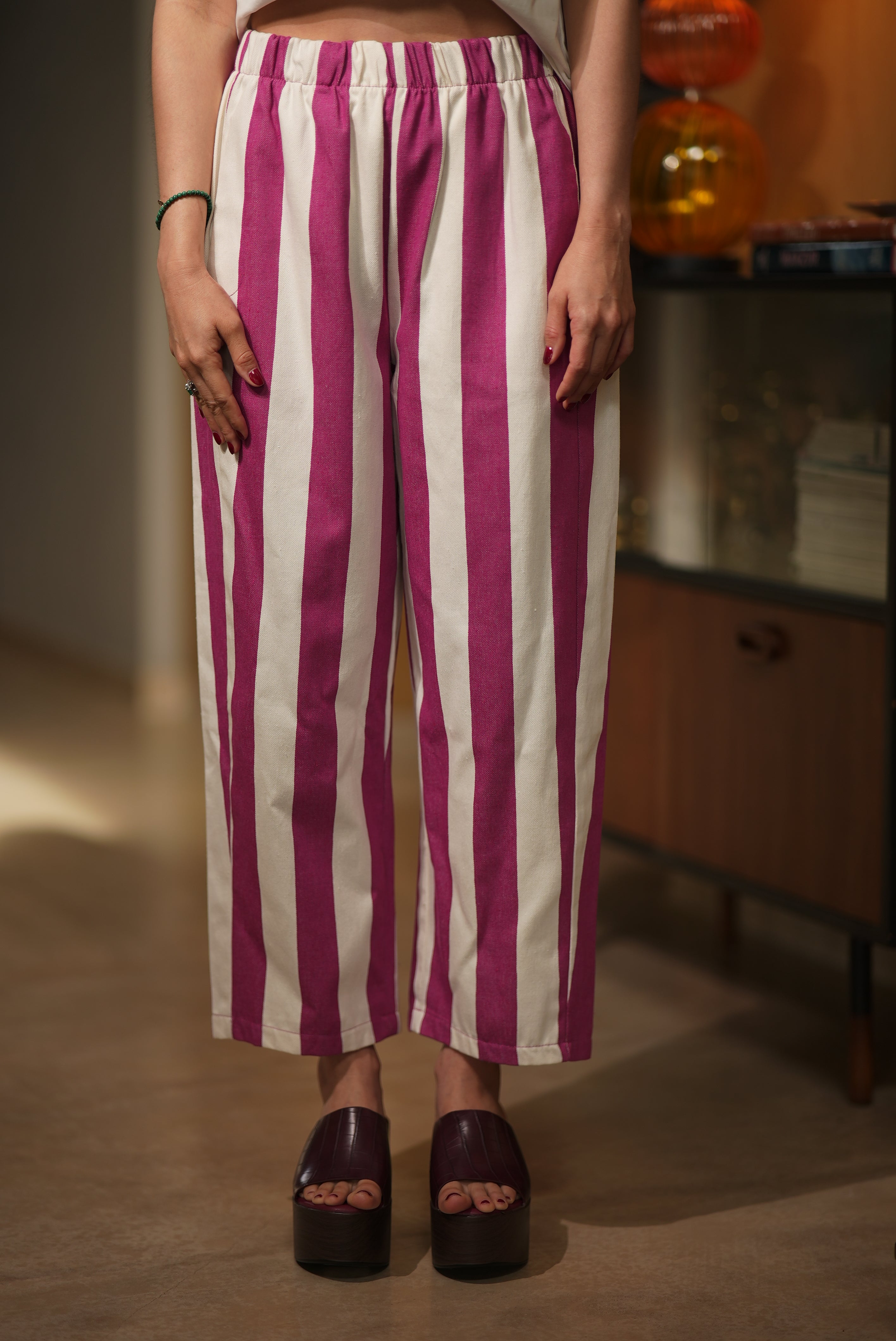 PANTALON RAYAS MAGENTA