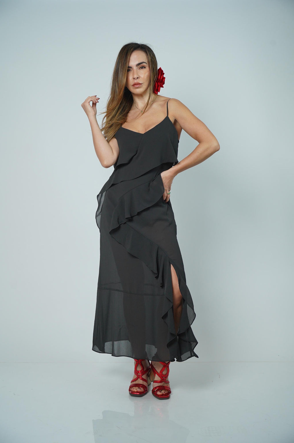 RUFFLE MAXI DRESS