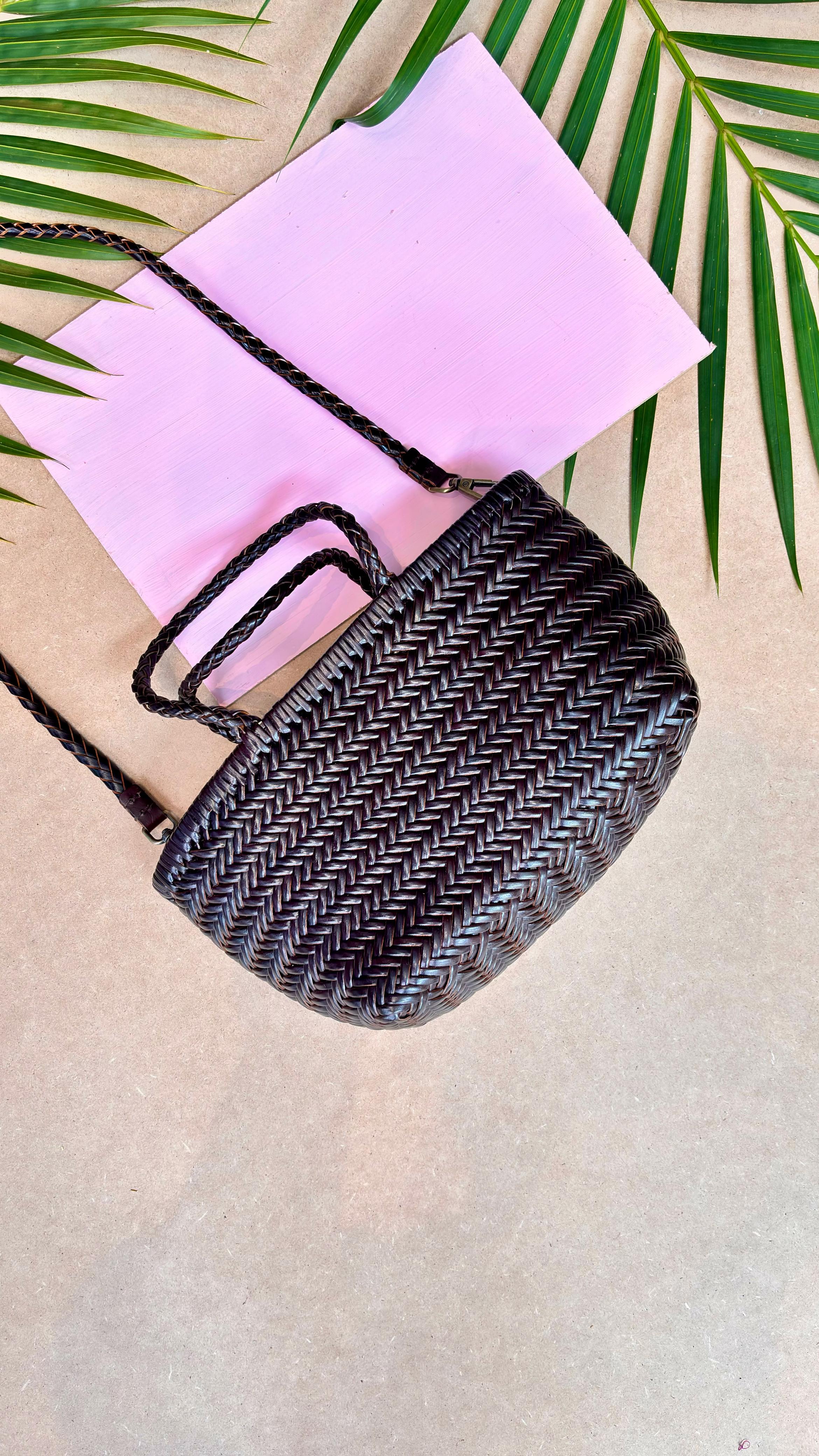 BOLSO TRENZADO BANDOLERA MARRON