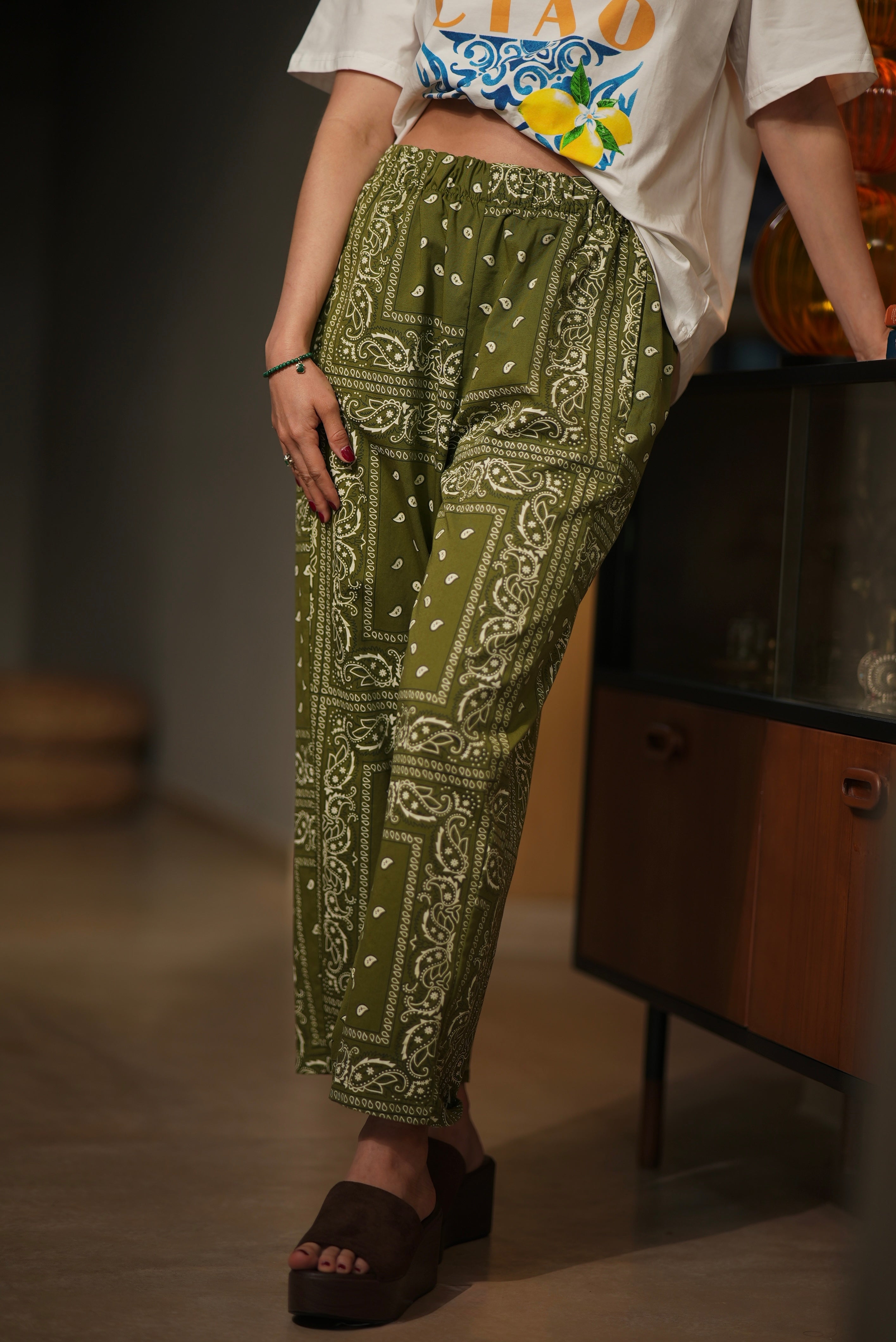 PANTALON PAISLEY VERDE