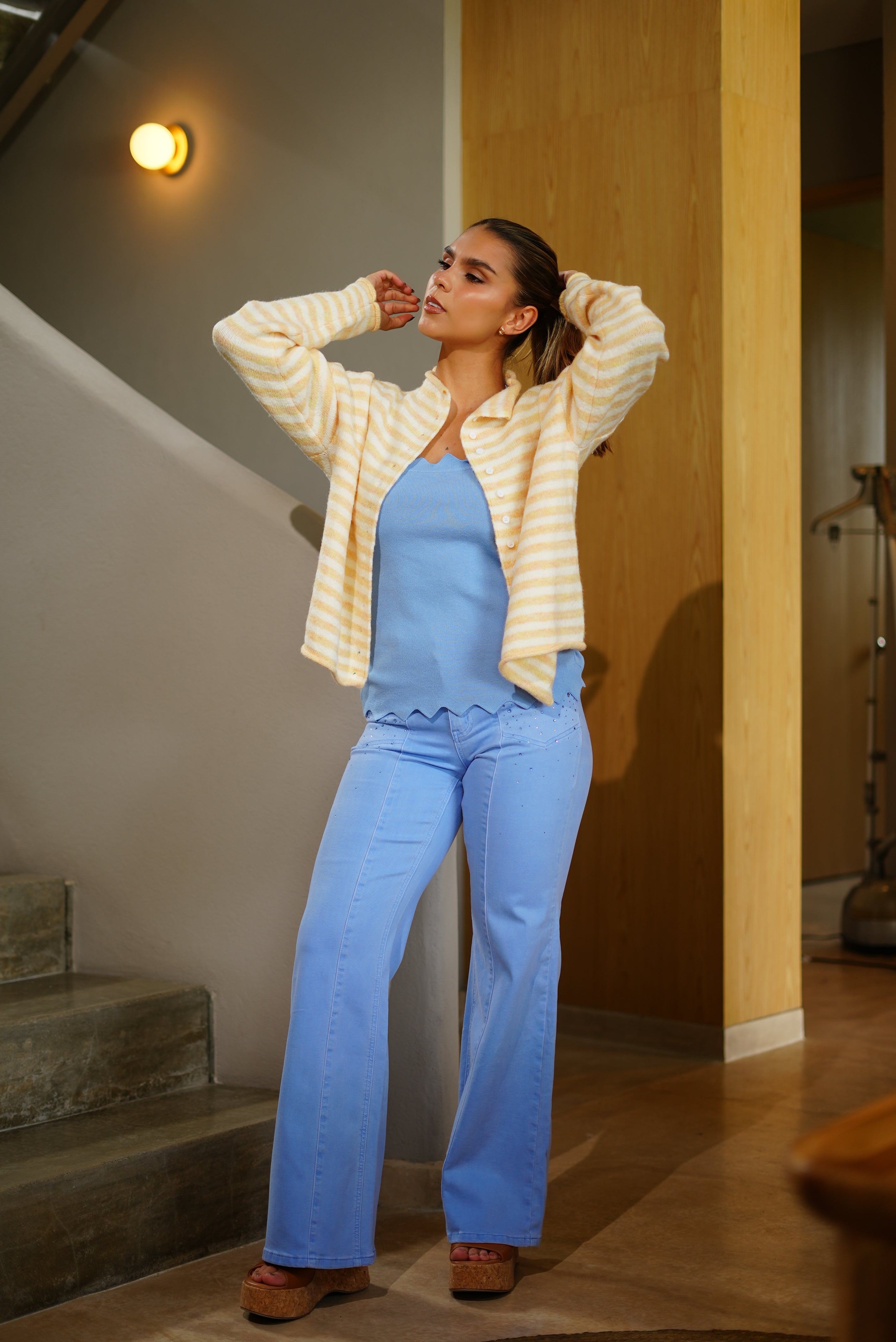 PANTALON BABY AZUL-AMARILLO