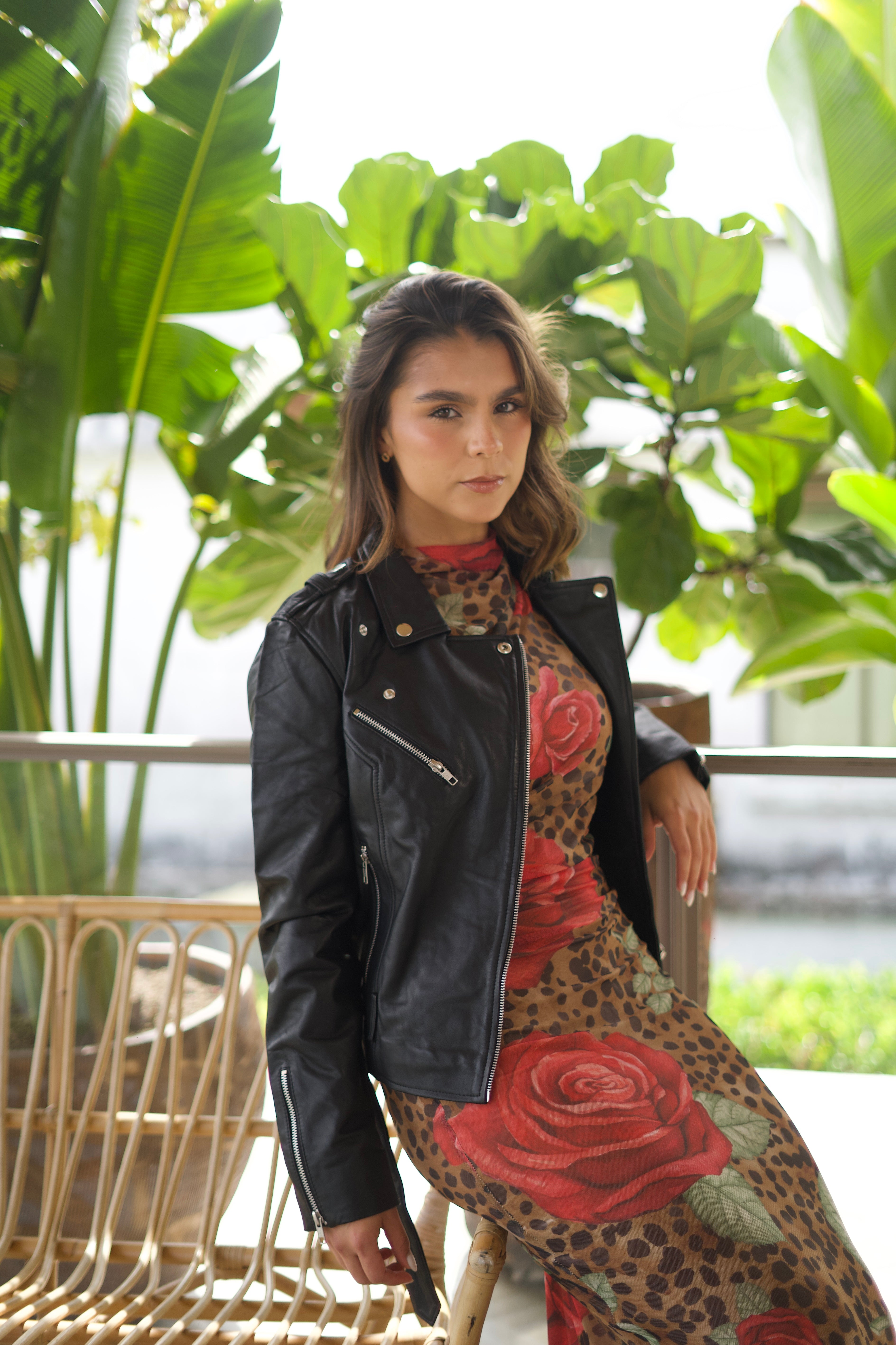 VESTIDO LEOPARD ROSES CAFÉ
