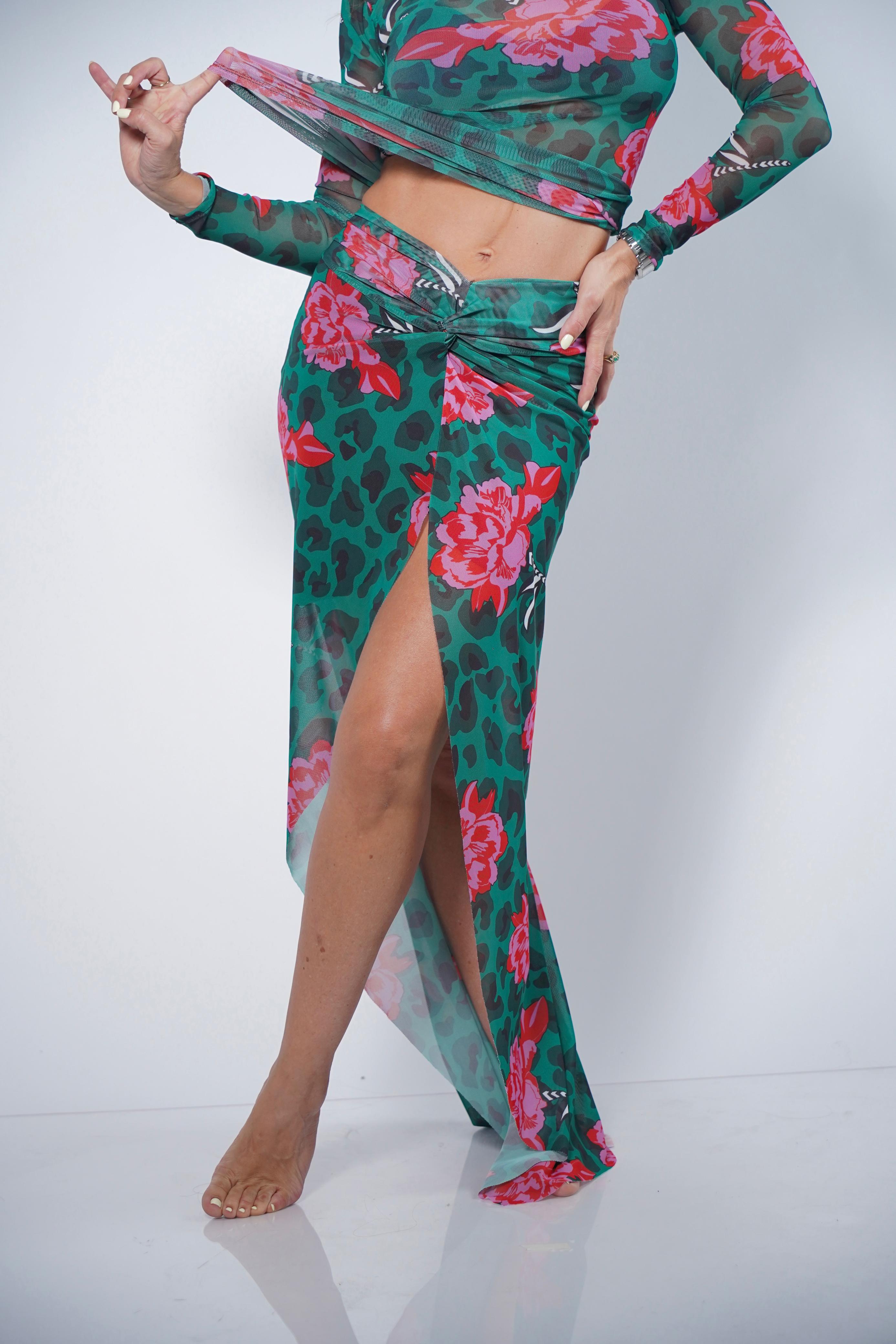 FALDA GREEN FLOWERS