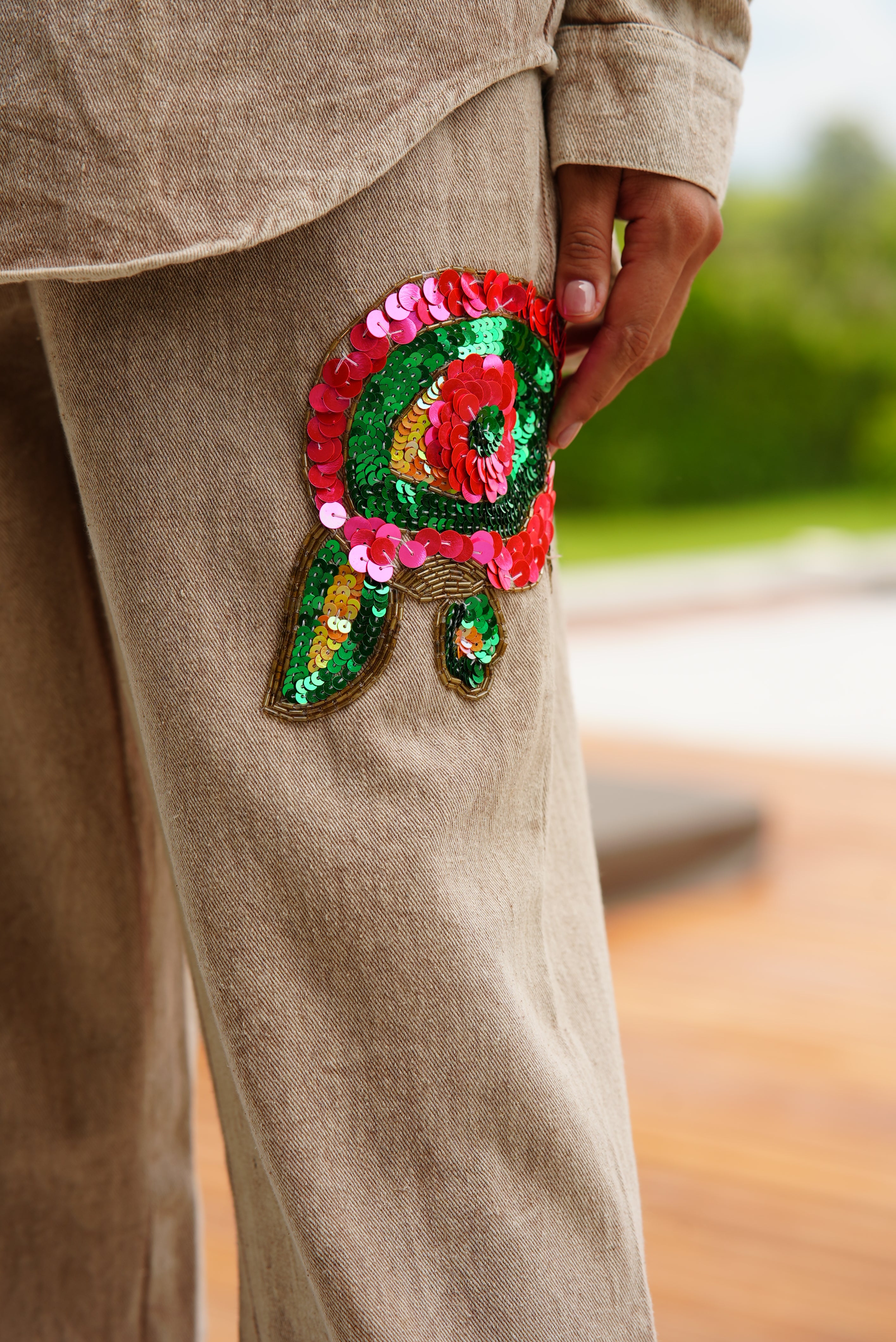 PATALON DENIM FLEUR