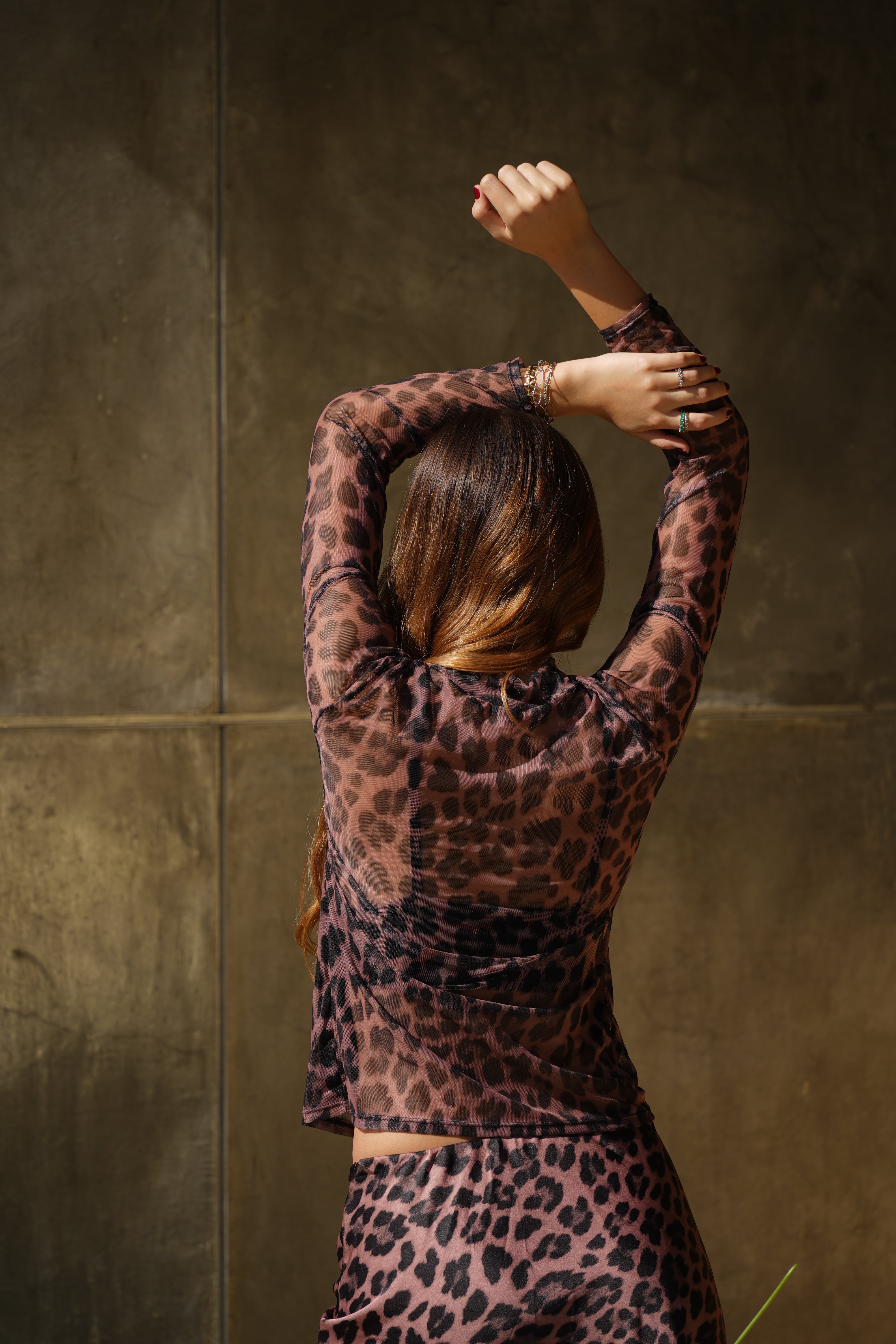 TOP MESH LEOPARD