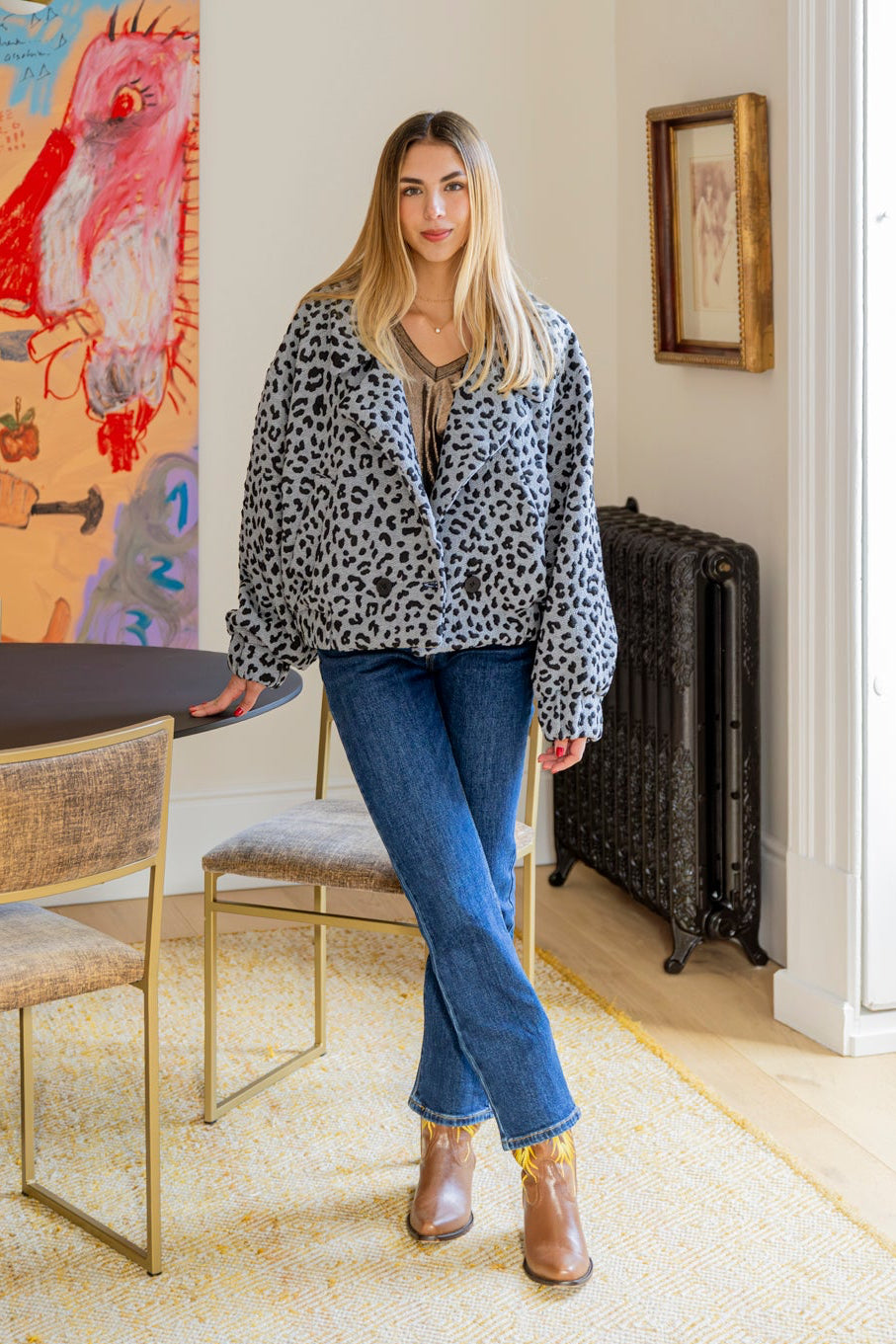CHAQUETA GRIS LEOPARDO