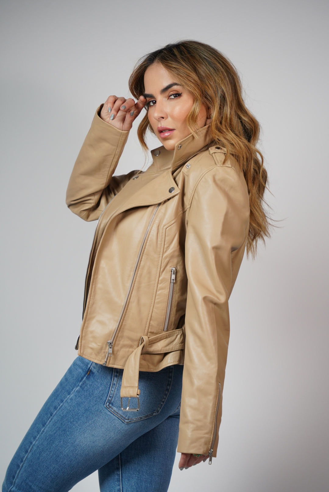 BIKER JACKET BEIGE